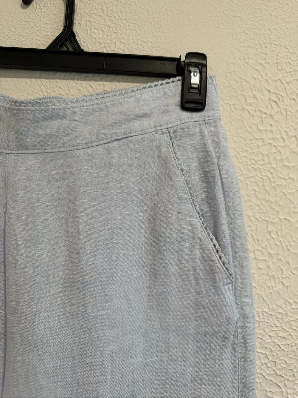 Laura Ashley 100% Linen Light Blue Wide Leg Trousers High Waisted Size Medium - Picture 3 of 9